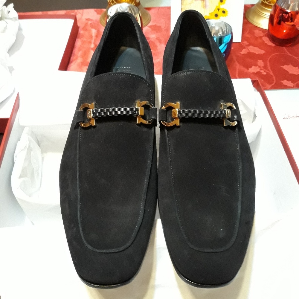 SALVATORE FERRAGAMO CROSS SUEDE BRAIDED SLIP-ON